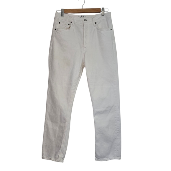 Agolde Riley Crop Jeans in white Flawed high-rise straight leg some stretch - Picture 3 of 13